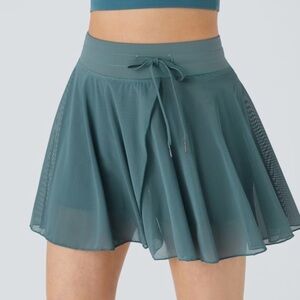 HALARA Drawstring 2-in-1 Pocket Flowy Mini Flare Skirt (Small-mineral blue) NWT
